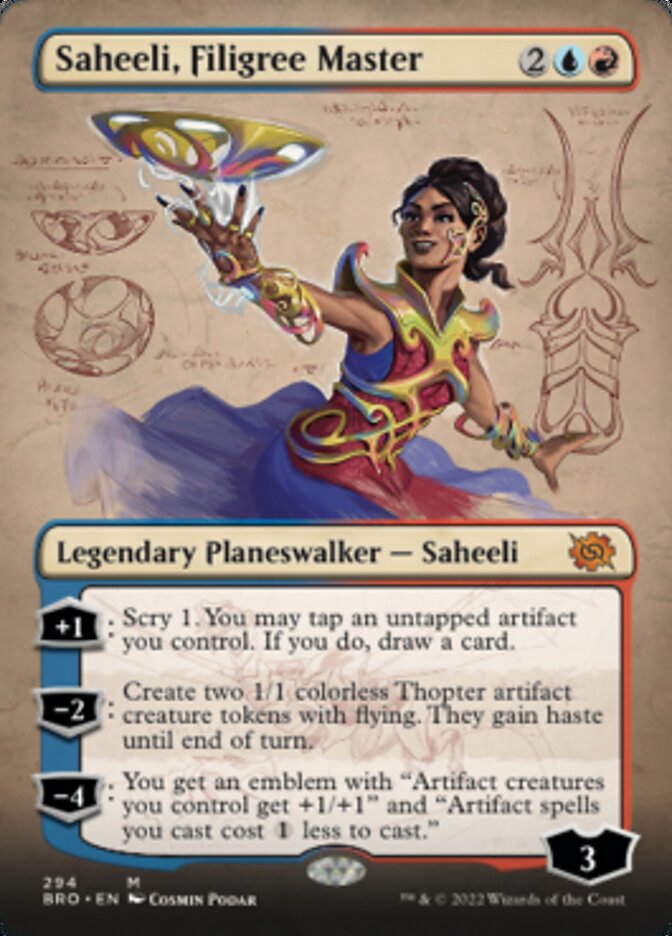 Saheeli, Filigree Master (Borderless Alternate Art) [The Brothers' War] | Gear Gaming Bentonville