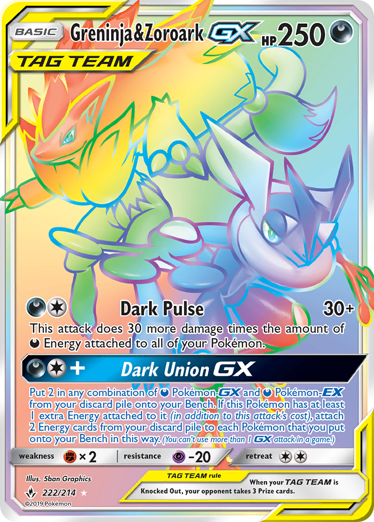 Greninja & Zoroark GX (222/214) [Sun & Moon: Unbroken Bonds] | Gear Gaming Bentonville