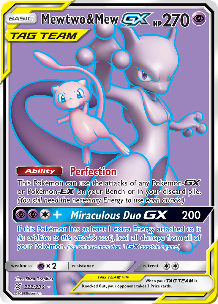 Mewtwo & Mew GX (222/236) [Sun & Moon: Unified Minds] | Gear Gaming Bentonville