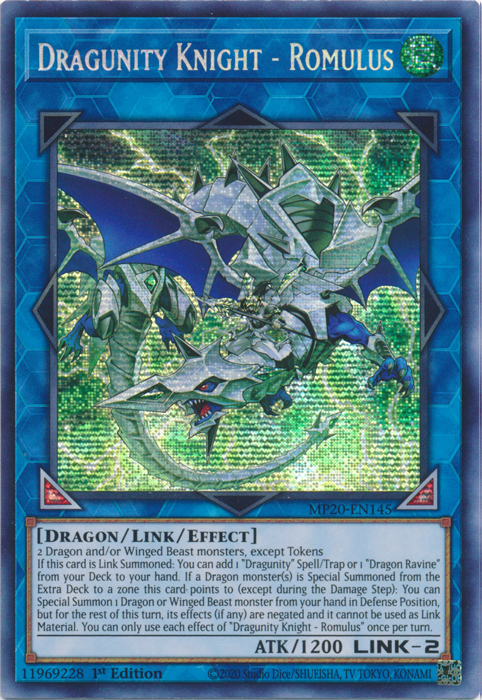 Dragunity Knight - Romulus [MP20-EN145] Prismatic Secret Rare | Gear Gaming Bentonville