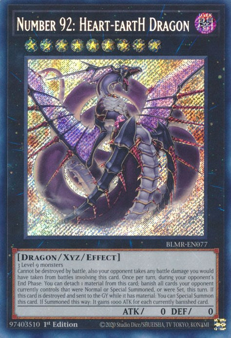 Number 92: Heart-eartH Dragon [BLMR-EN077] Secret Rare | Gear Gaming Bentonville