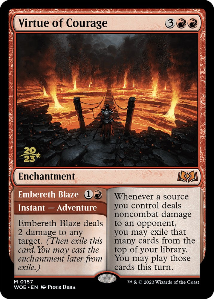 Virtue of Courage // Embereth Blaze [Wilds of Eldraine Prerelease Promos] | Gear Gaming Bentonville