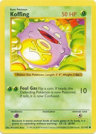 Koffing (51/102) [Base Set Shadowless Unlimited] | Gear Gaming Bentonville