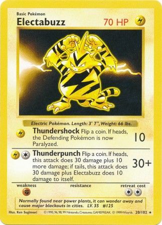 Electabuzz (20/102) [Base Set Shadowless Unlimited] | Gear Gaming Bentonville