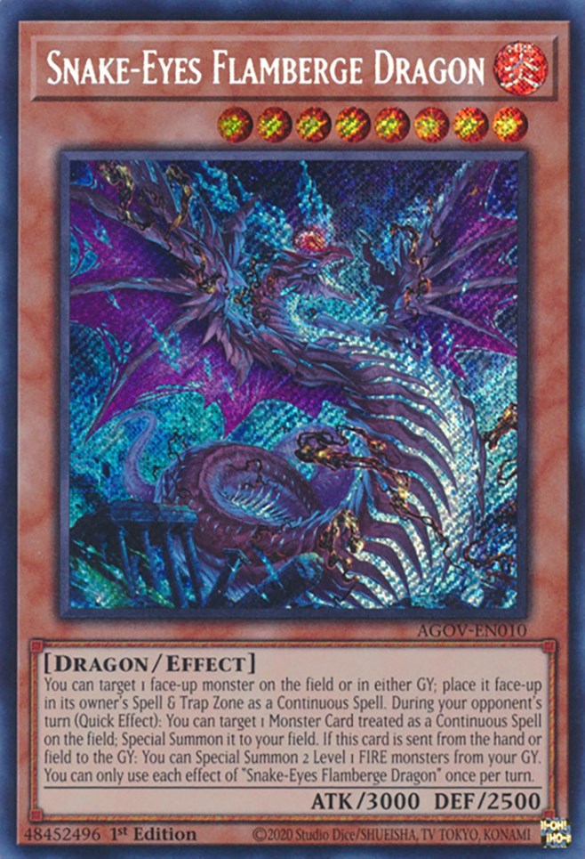 Snake-Eyes Flamberge Dragon [AGOV-EN010] Secret Rare | Gear Gaming Bentonville