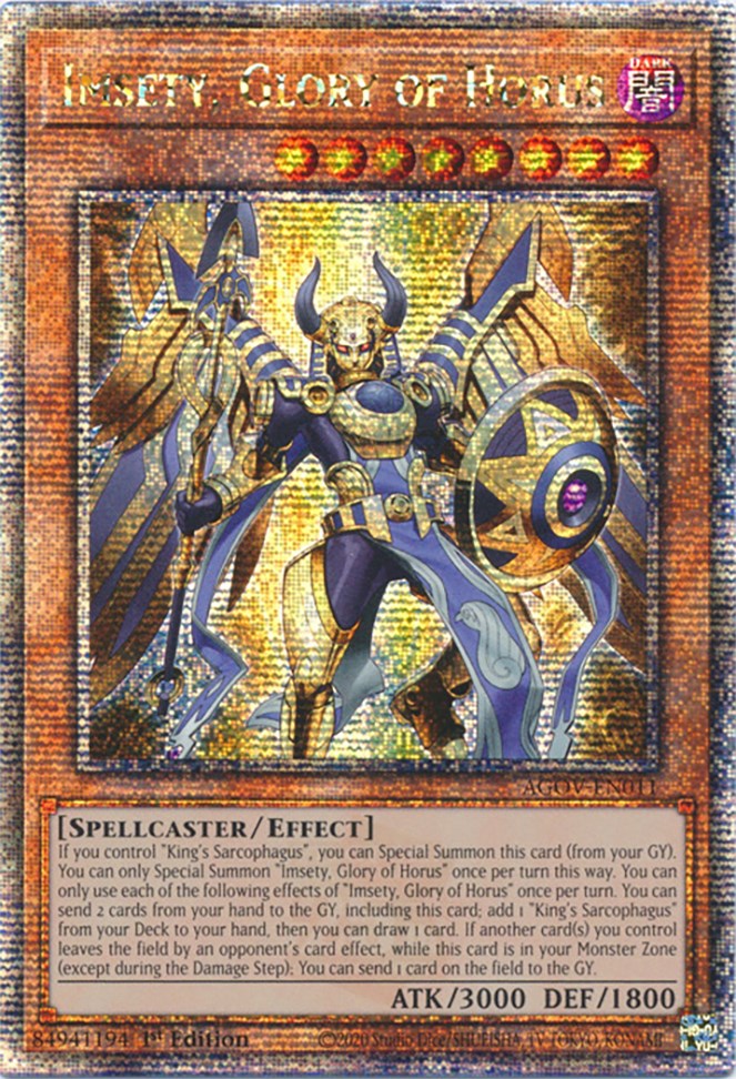 Imsety, Glory of Horus (Quarter Century Secret Rare) [AGOV-EN011] Quarter Century Secret Rare | Gear Gaming Bentonville