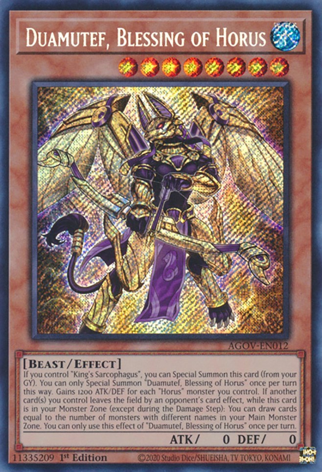 Duamutef, Blessing of Horus [AGOV-EN012] Secret Rare | Gear Gaming Bentonville