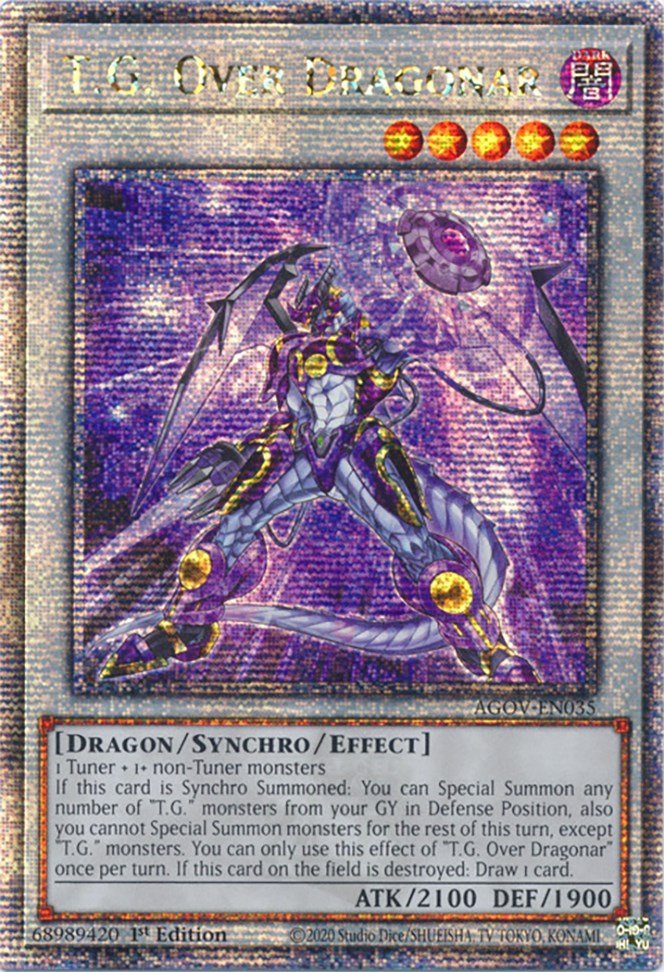 T.G. Over Dragonar (Quarter Century Secret Rare) [AGOV-EN035] Quarter Century Secret Rare | Gear Gaming Bentonville