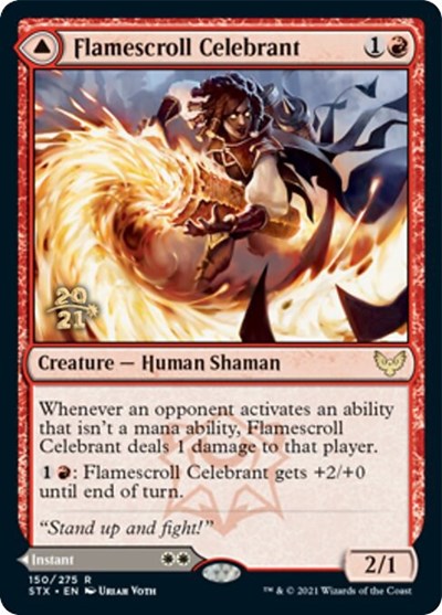 Flamescroll Celebrant // Revel in Silence [Strixhaven: School of Mages Prerelease Promos] | Gear Gaming Bentonville