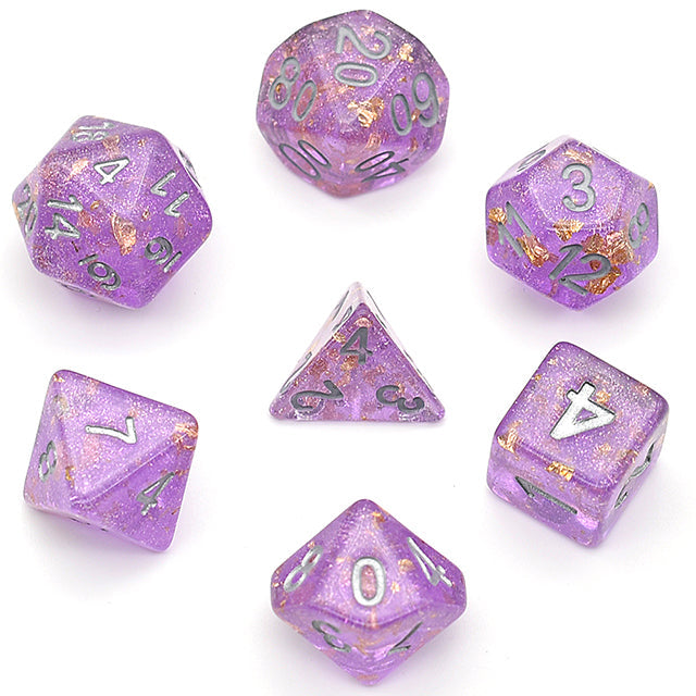 Udixi Shimmer Gold Foil Dice Set - Purple | Gear Gaming Bentonville