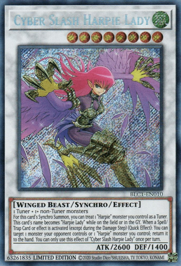 Cyber Slash Harpie Lady [BLC1-EN010] Secret Rare | Gear Gaming Bentonville