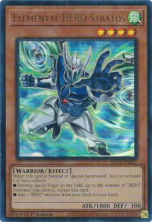 Elemental HERO Stratos (Alternate Art) [BLC1-EN022] Ultra Rare | Gear Gaming Bentonville