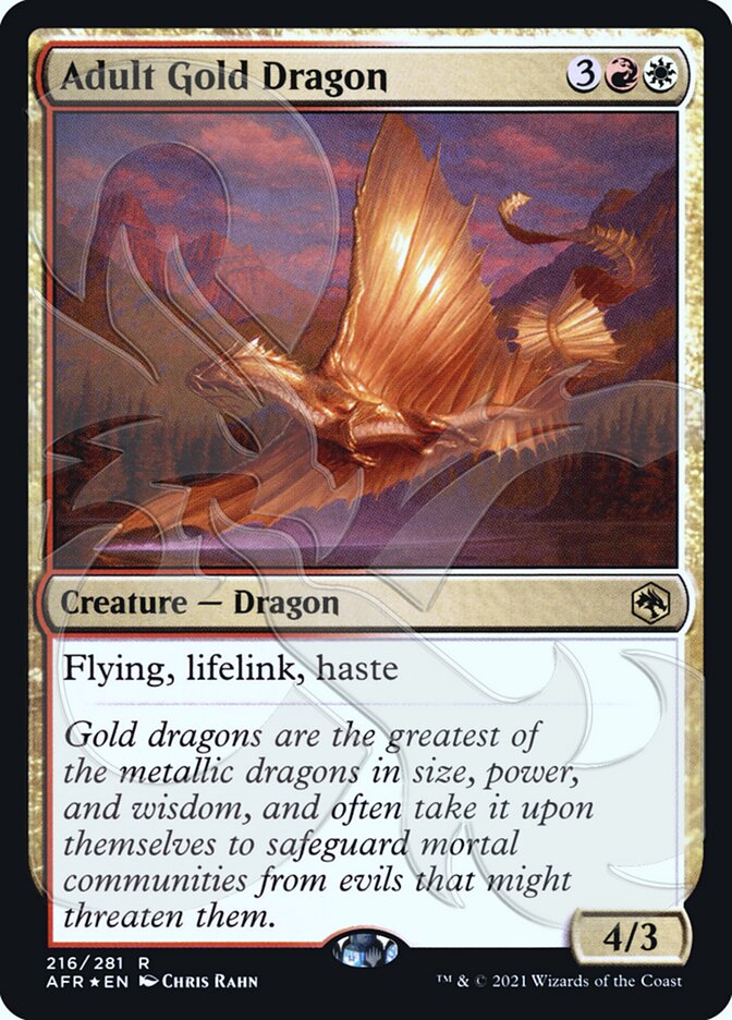 Adult Gold Dragon (Ampersand Promo) [Dungeons & Dragons: Adventures in the Forgotten Realms Promos] | Gear Gaming Bentonville