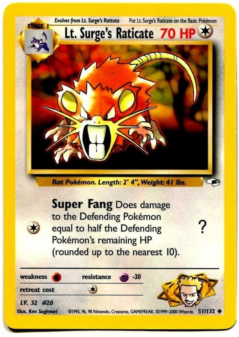 Lt. Surge's Raticate (51/132) [Gym Heroes Unlimited] | Gear Gaming Bentonville