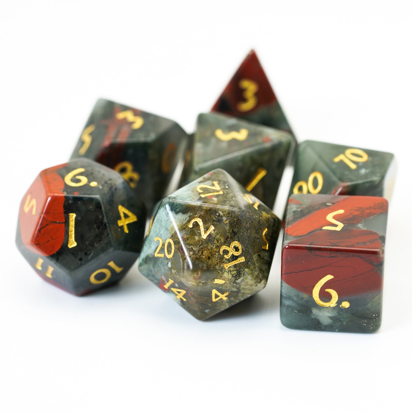 Blood Stone Gemstone Dice Set | Gear Gaming Bentonville