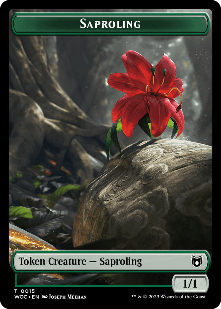 Faerie // Saproling Double-Sided Token [Wilds of Eldraine Commander Tokens] | Gear Gaming Bentonville