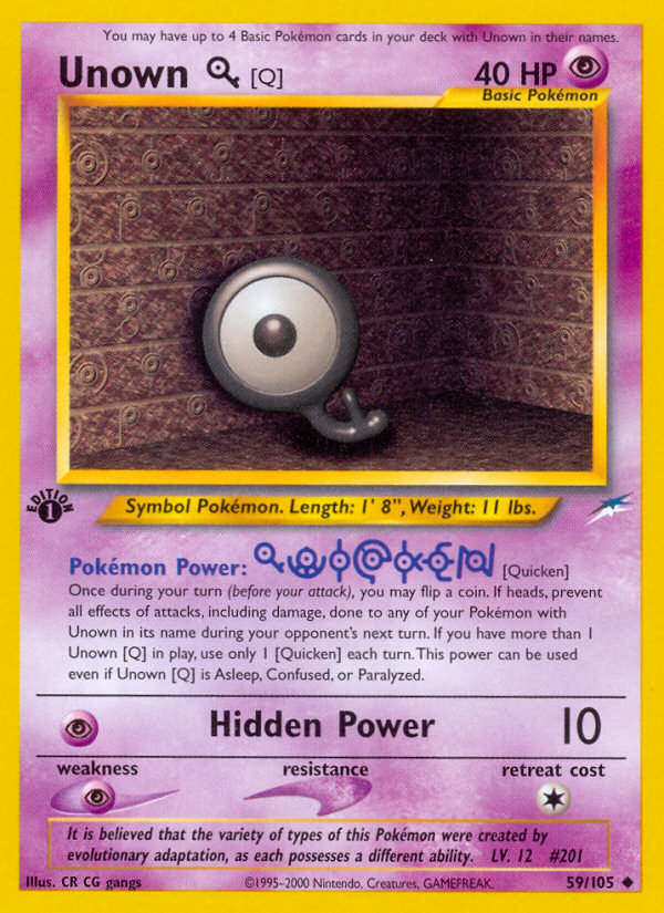 Unown [Q] (59/105) [Neo Destiny 1st Edition] | Gear Gaming Bentonville