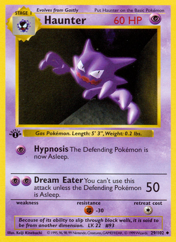 Haunter (29/102) (Shadowless) [Base Set 1st Edition] | Gear Gaming Bentonville