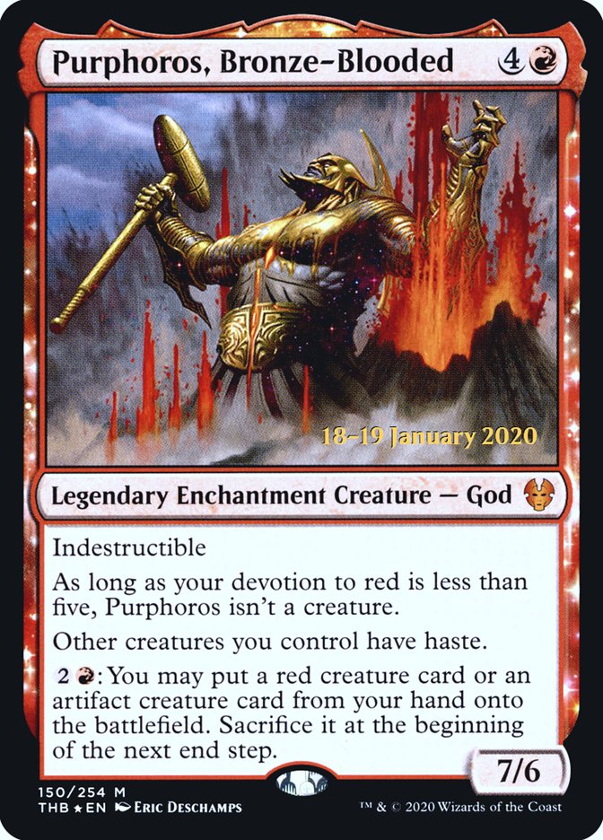 Purphoros, Bronze-Blooded [Theros Beyond Death Prerelease Promos] | Gear Gaming Bentonville