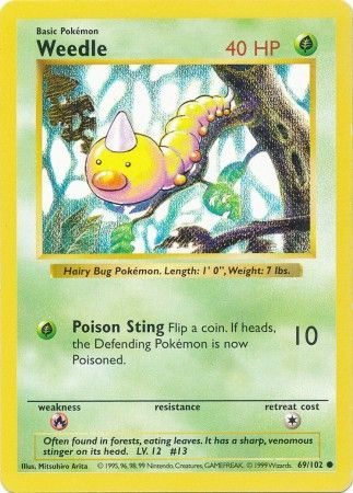 Weedle (69/102) [Base Set Shadowless Unlimited] | Gear Gaming Bentonville