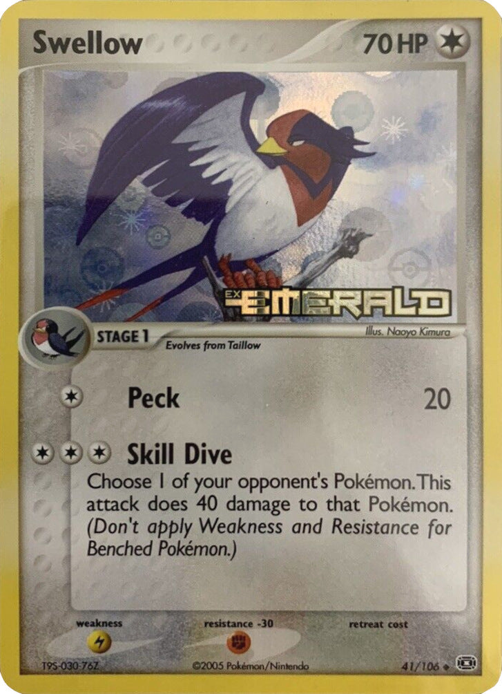 Swellow (41/106) (Stamped) [EX: Emerald] | Gear Gaming Bentonville