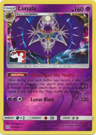 Lunala (102/236) (Pokemon Club Special Print) [Sun & Moon: Cosmic Eclipse] | Gear Gaming Bentonville