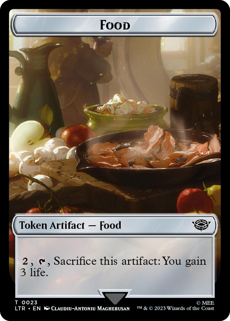 Spirit // Food (0023) Double-Sided Token (Surge Foil) [The Lord of the Rings: Tales of Middle-Earth Tokens] | Gear Gaming Bentonville