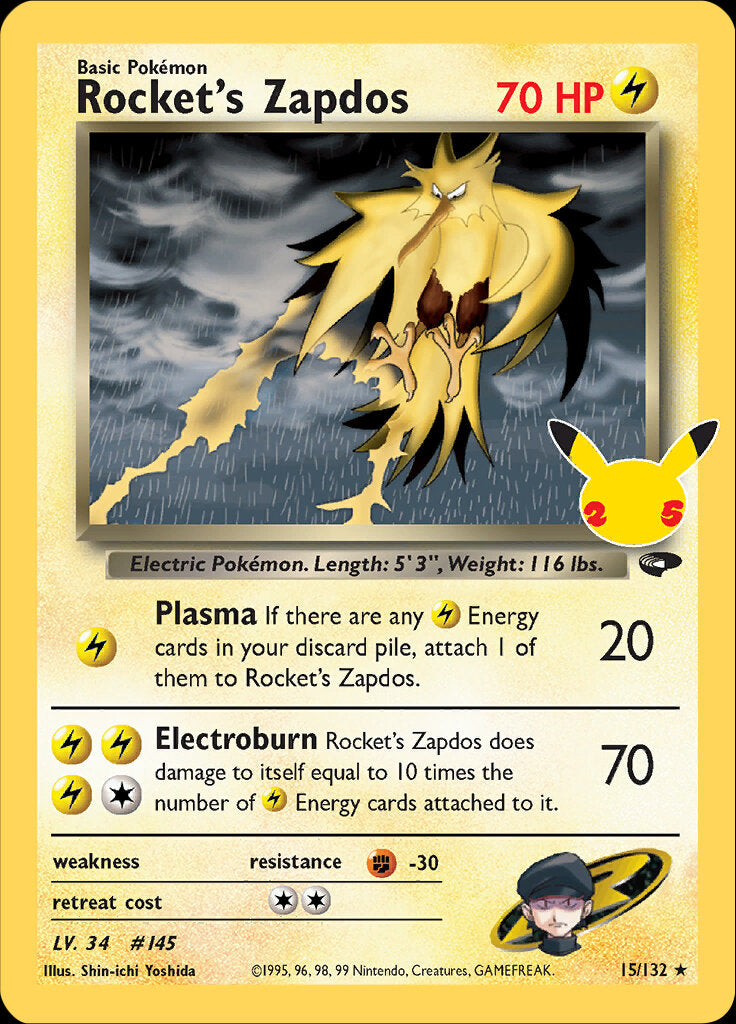 Rocket's Zapdos (15/132) [Celebrations: 25th Anniversary - Classic Collection] | Gear Gaming Bentonville