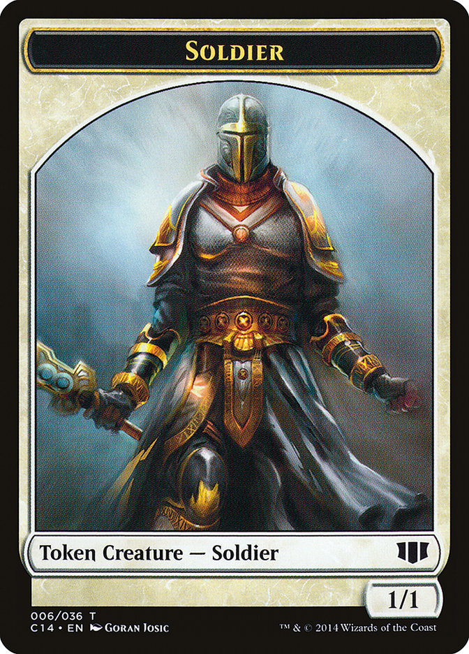 Soldier // Spirit Double-sided Token [Commander 2014 Tokens] | Gear Gaming Bentonville