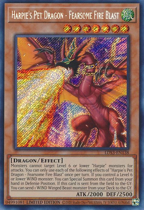 Harpie's Pet Dragon - Fearsome Fire Blast [LDS3-EN138] Secret Rare | Gear Gaming Bentonville