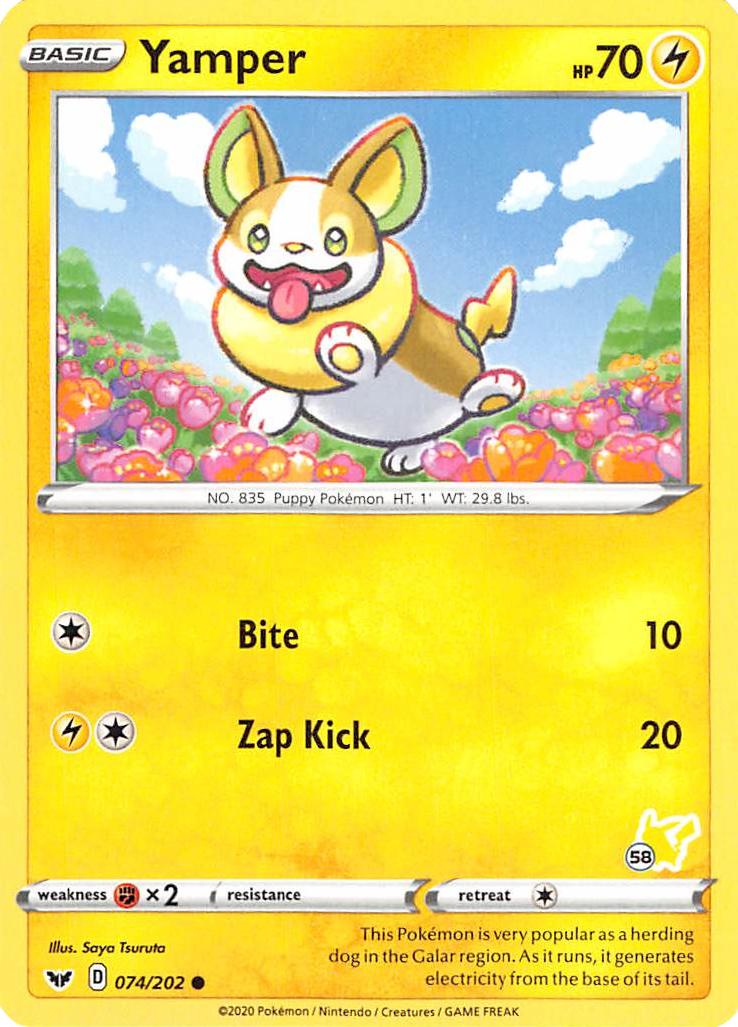 Yamper (074/202) (Pikachu Stamp #58) [Battle Academy 2022] | Gear Gaming Bentonville