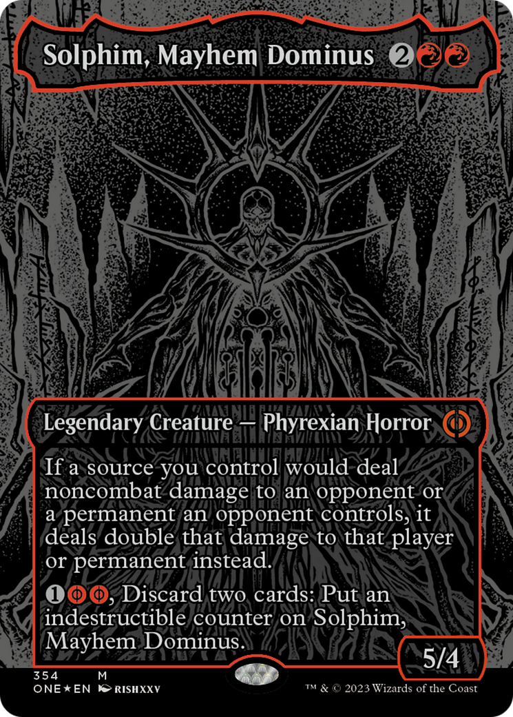 Solphim, Mayhem Dominus (Oil Slick Raised Foil) [Phyrexia: All Will Be One] | Gear Gaming Bentonville