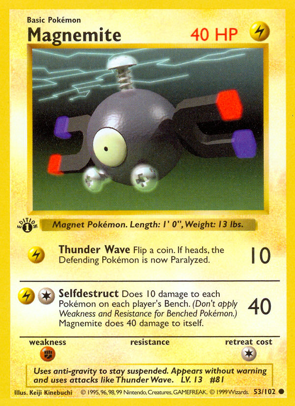 Magnemite (53/102) (Shadowless) [Base Set 1st Edition] | Gear Gaming Bentonville