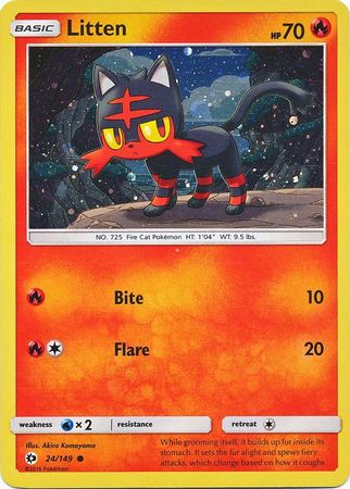 Litten (24/149) (Cosmos Holo) [Sun & Moon: Base Set] | Gear Gaming Bentonville