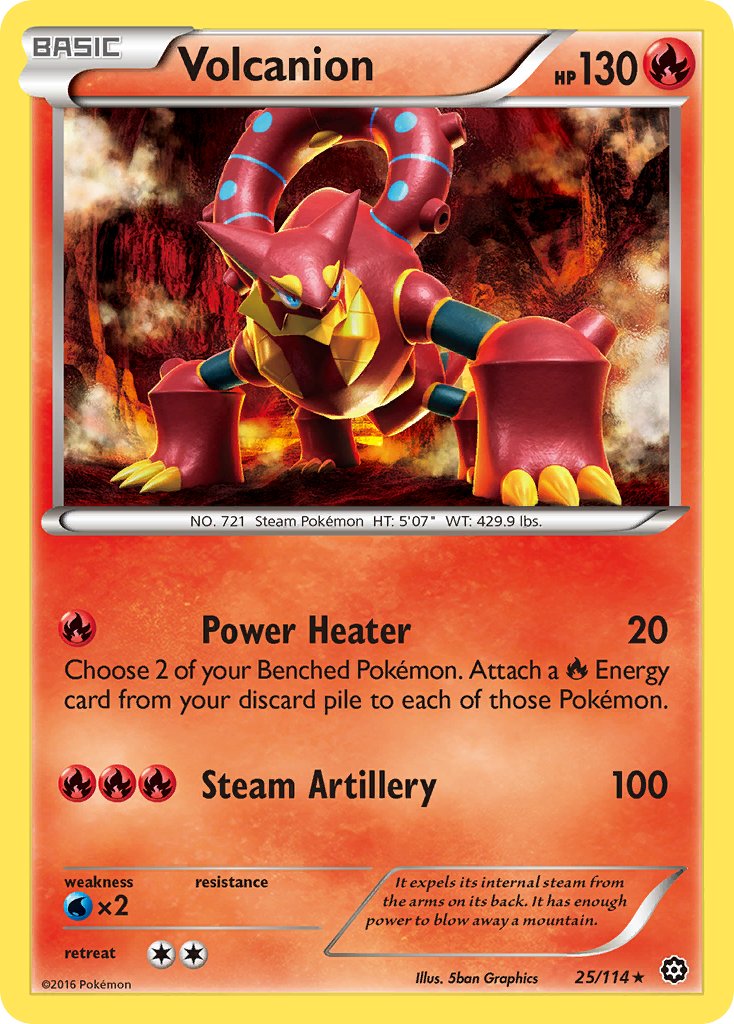 Volcanion (25/114) (Cracked Ice Holo) (Theme Deck Exclusive) [XY: Steam Siege] | Gear Gaming Bentonville