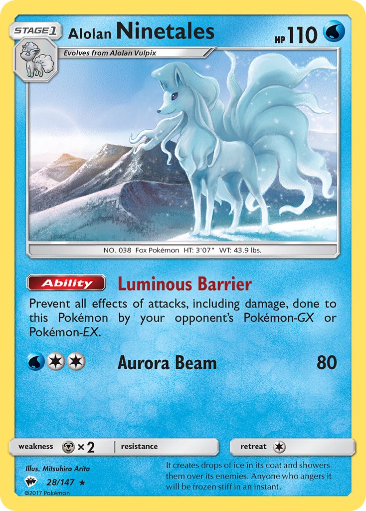 Alolan Ninetales (28/147) (Water Web Holo) (Theme Deck Exclusives) [Sun & Moon: Burning Shadows] | Gear Gaming Bentonville