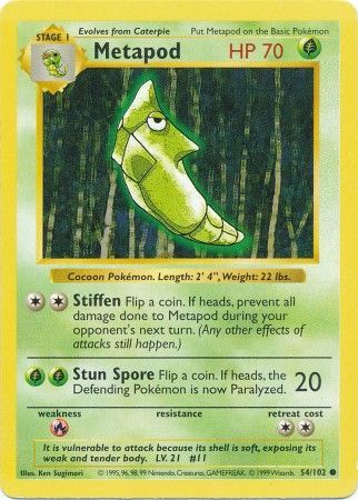 Metapod (54/102) [Base Set Shadowless Unlimited] | Gear Gaming Bentonville