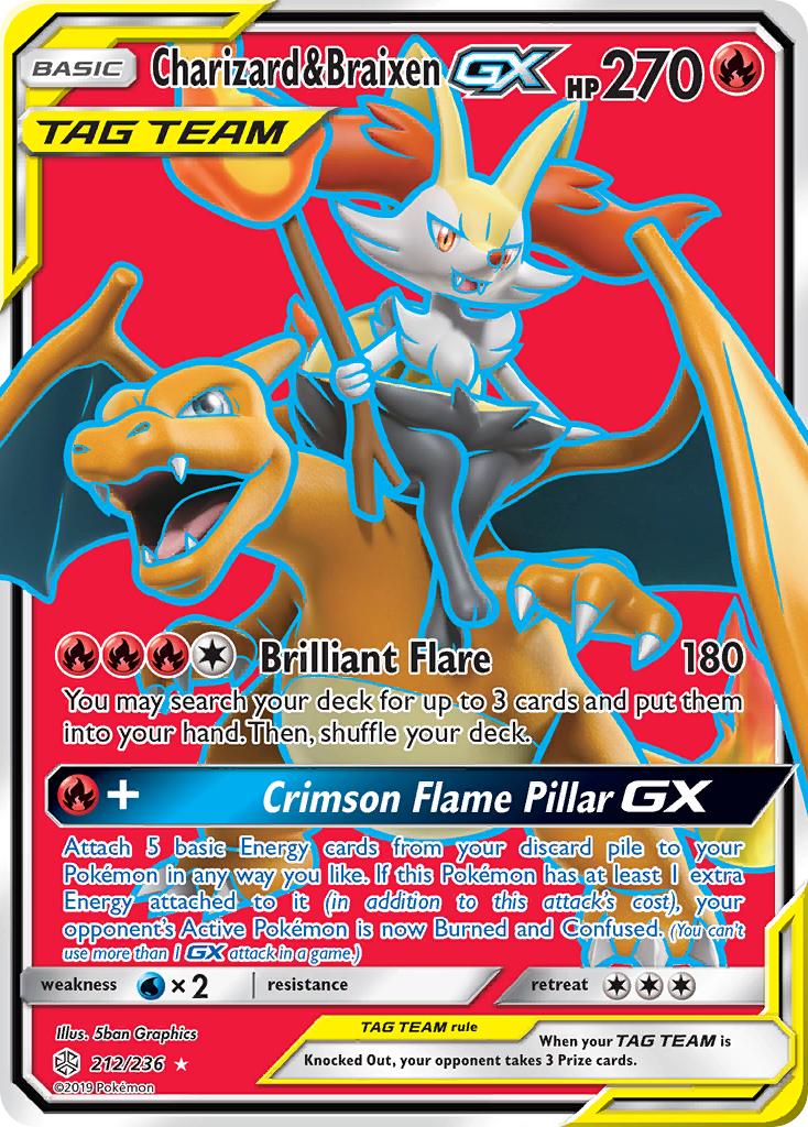 Charizard & Braixen GX (212/236) [Sun & Moon: Cosmic Eclipse] | Gear Gaming Bentonville