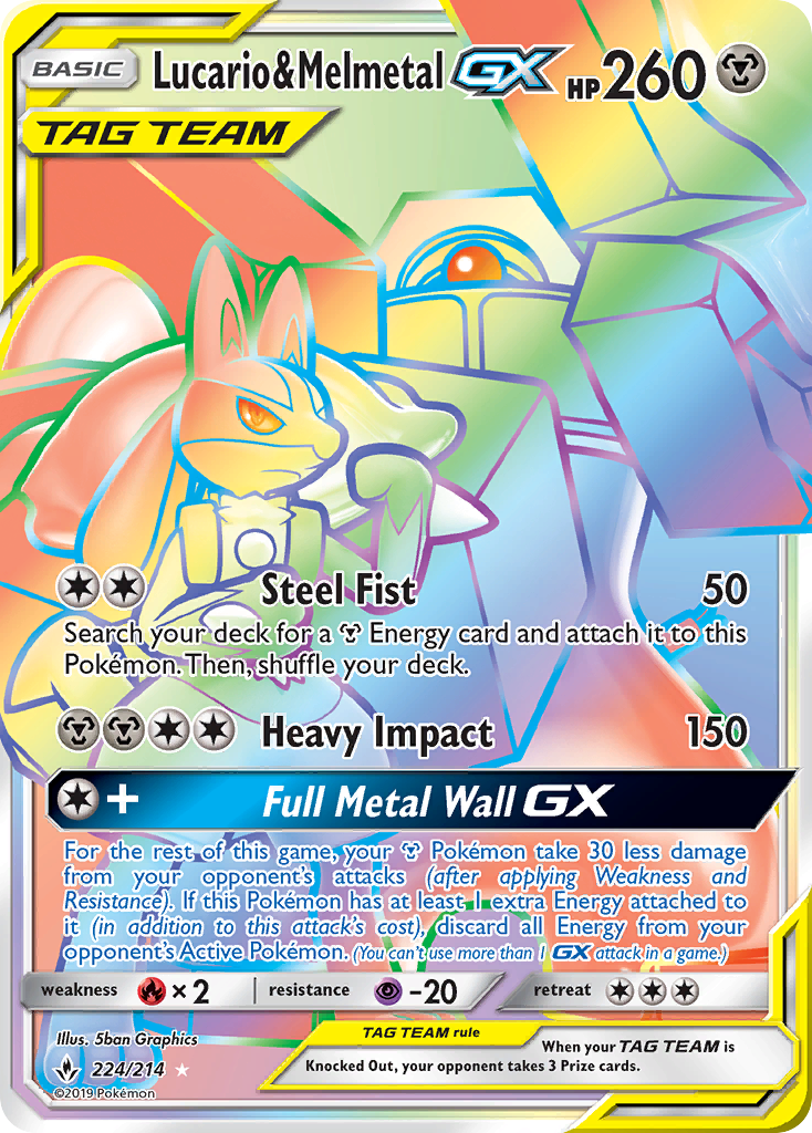 Lucario & Melmetal GX (224/214) [Sun & Moon: Unbroken Bonds] | Gear Gaming Bentonville