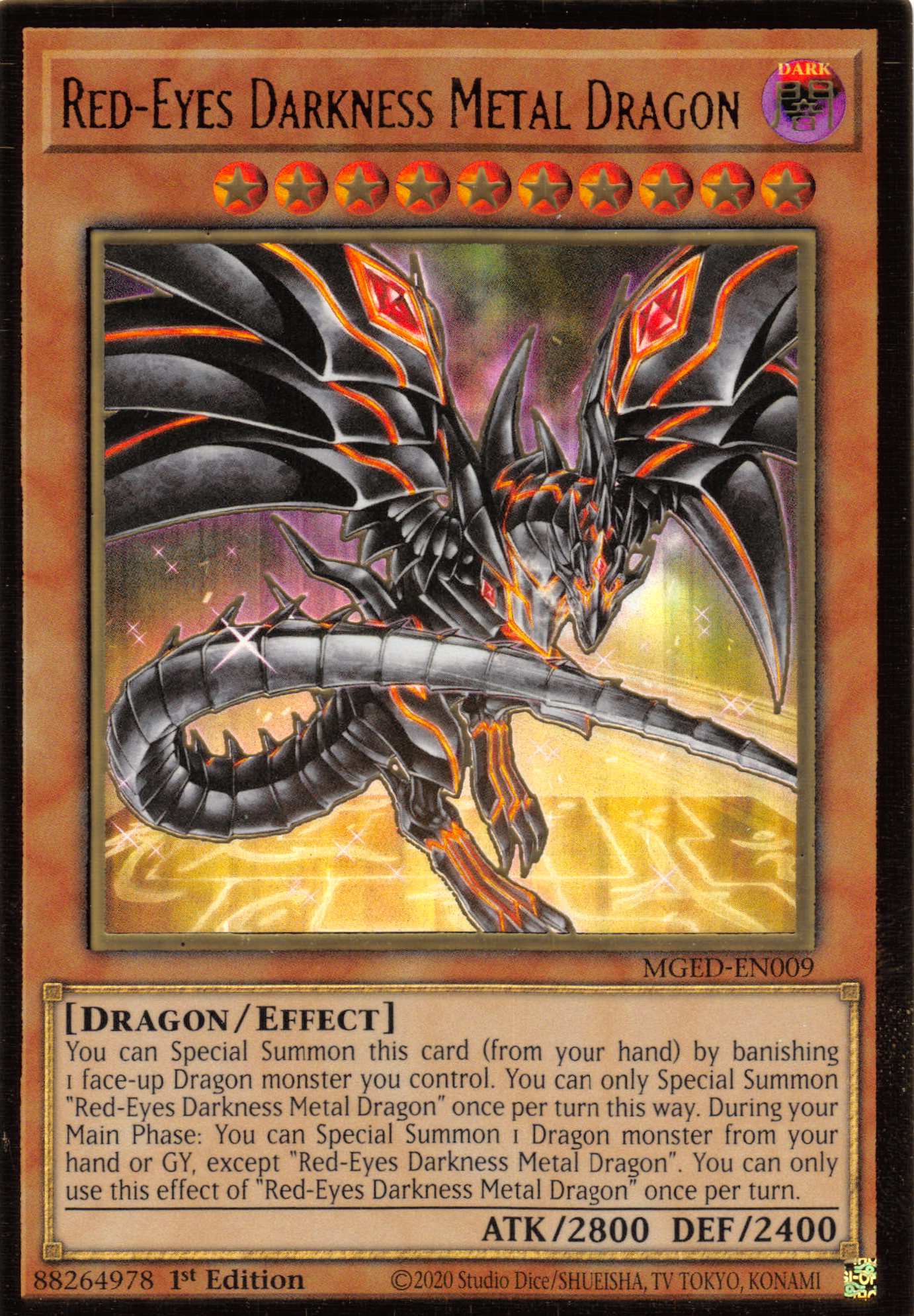 Red-Eyes Darkness Metal Dragon (Alternate Art) [MGED-EN009] Gold Rare | Gear Gaming Bentonville