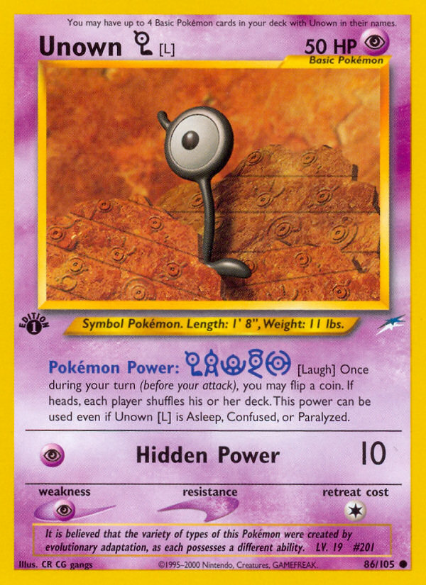 Unown [L] (86/105) [Neo Destiny 1st Edition] | Gear Gaming Bentonville