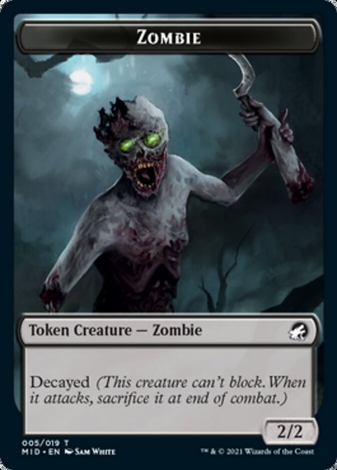 Zombie (005) // Wrenn and Seven Emblem Double-sided Token [Innistrad: Midnight Hunt Tokens] | Gear Gaming Bentonville