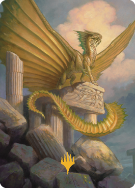 Ancient Gold Dragon Art Card (05) (Gold-Stamped Signature) [Commander Legends: Battle for Baldur's Gate Art Series] | Gear Gaming Bentonville