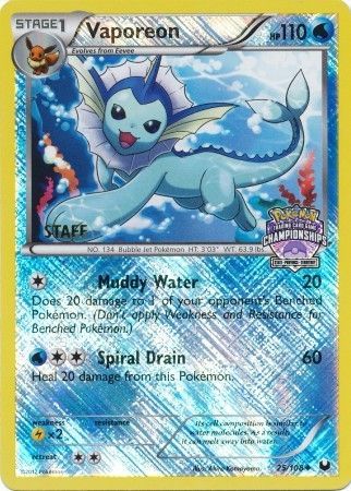 Vaporeon (25/108) (State Province Championship 2013 Promo Staff) [Black & White: Dark Explorers] | Gear Gaming Bentonville