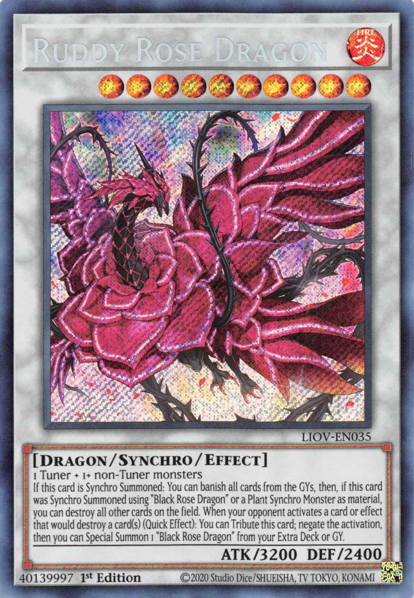 Ruddy Rose Dragon [LIOV-EN035] Secret Rare | Gear Gaming Bentonville