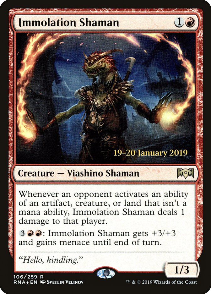 Immolation Shaman [Ravnica Allegiance Prerelease Promos] | Gear Gaming Bentonville