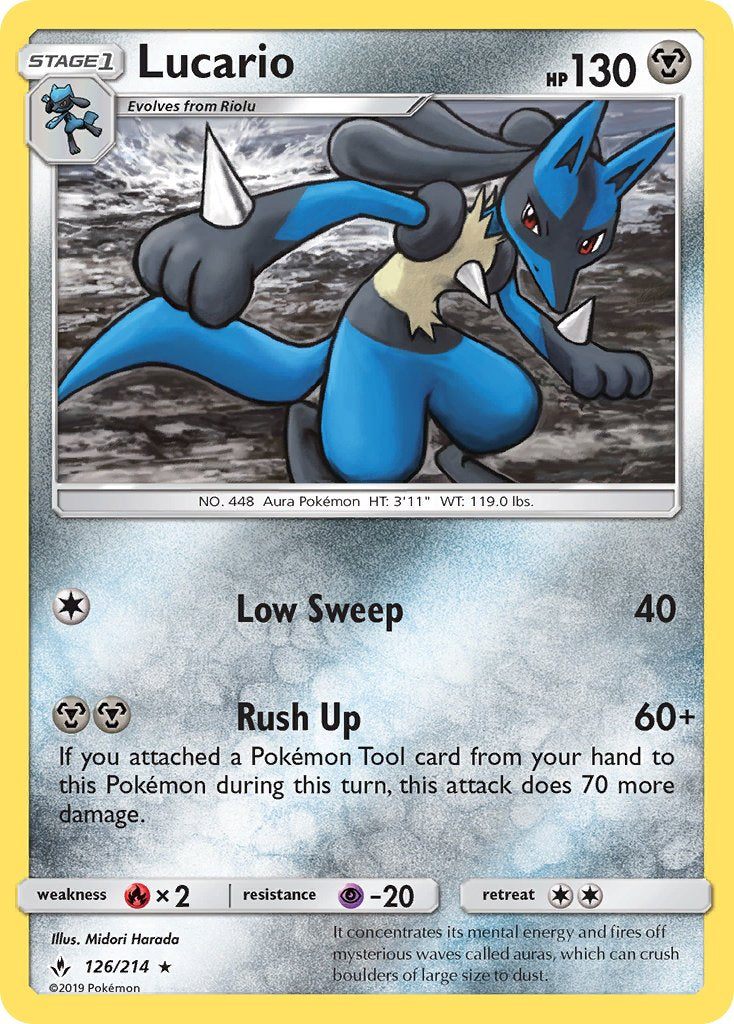 Lucario (126/214) (Theme Deck Exclusive) [Sun & Moon: Unbroken Bonds] | Gear Gaming Bentonville