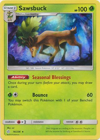 Sawsbuck (16/236) (Build & Battle Box Exclusive) [Sun & Moon: Cosmic Eclipse] | Gear Gaming Bentonville