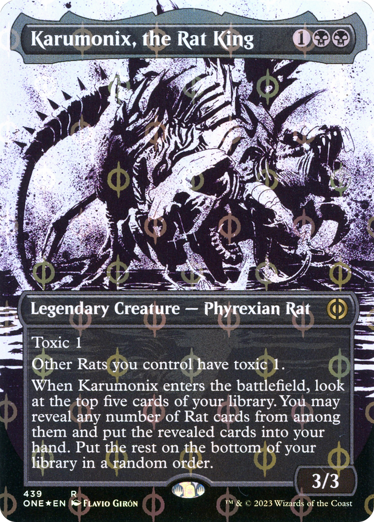 Karumonix, the Rat King (Borderless Ichor Step-and-Compleat Foil) [Phyrexia: All Will Be One] | Gear Gaming Bentonville