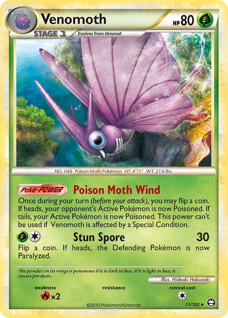 Venomoth (11/102) (Theme Deck Exclusive) [HeartGold & SoulSilver: Triumphant] | Gear Gaming Bentonville